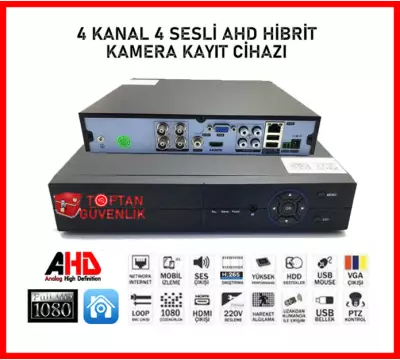 4 Kanal Ahd 1080N 4 Sesli Hibrit Dvr Metal Kasa Xmeye H265+ Kamera Kayıt Cihazı ARNA-4422