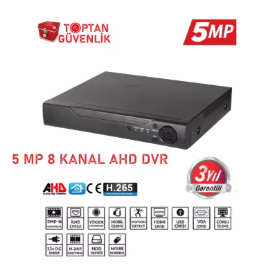 8 KANAL 5 MP XMEYE H265 AHD DVR Kayıt Cihazı ARNA-4085