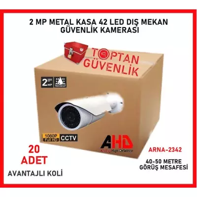 2 Mp 42 Led Ahd Metal Kasa Gece Görüşlü Güvenlik Kamerası ARNA-2342 20'Lİ KOLİ