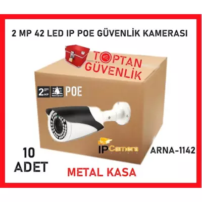 1080P 2MP HD POE IP BULLET KAMERA 42 IR LED METAL KASA ARNA-1142 10'LU AVANTAJLI KOLİ