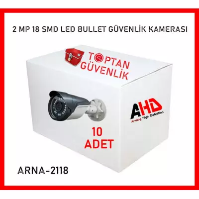 2 MP 1080P 18 SMD LED GECE GÖRÜŞLÜ AHD KAMERA ARNA-2118 10 ADET KOLİ