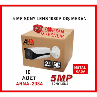 2.0 MP 1080P 4 ARRAY LED METAL KASA AHD KAMERA SU GEÇİRMEZ ARNA-2034 10'LU KOLİ