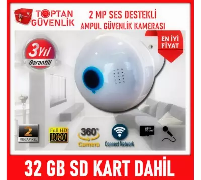 2 MP 1080P KABLOSUZ AMPUL KAMERA 32 GB SD KART DAHİL XMEYE ARNA-1282