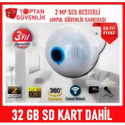 2 MP 1080P KABLOSUZ AMPUL KAMERA 32 GB SD KART DAHİL XMEYE ARNA-1282