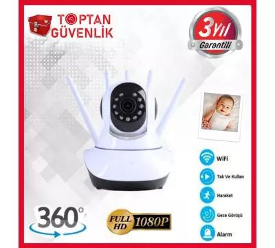 2 MP KABLOSUZ 5 ANTENLİ IP BEBEK KAMERASI 1080P ARNA-1235