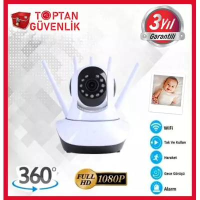 2 MP KABLOSUZ 5 ANTENLİ IP BEBEK KAMERASI 1080P ARNA-1235