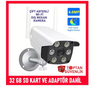 2 MP ÇİFT ANTENLİ WİFİ DIŞ MEKAN GÜVENLİK KAMERASI 32 GB SD KART DAHİL ARNA-1432