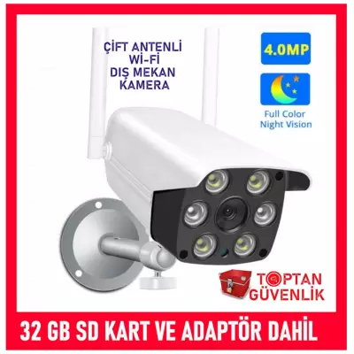 2 MP ÇİFT ANTENLİ WİFİ DIŞ MEKAN GÜVENLİK KAMERASI 32 GB SD KART DAHİL ARNA-1432