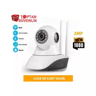 2MP 32GB 1080P FULL HD KABLOSUZ BEBEK GÜVENLİK KAMERASI ÇİFT ANTENLİ ARNA-1632