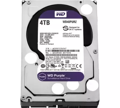 Wd 3.5 Purple 4tb Intellıpower 64MB Sata3 Güvenlik HDD WD40PURZ (7/24)