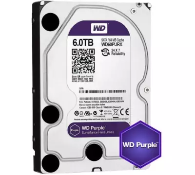 Western Digital Purple WD60PURX 6 TB 5400 RPM 64 MB 7/24 GÜVENLİK HARDDİSKİ